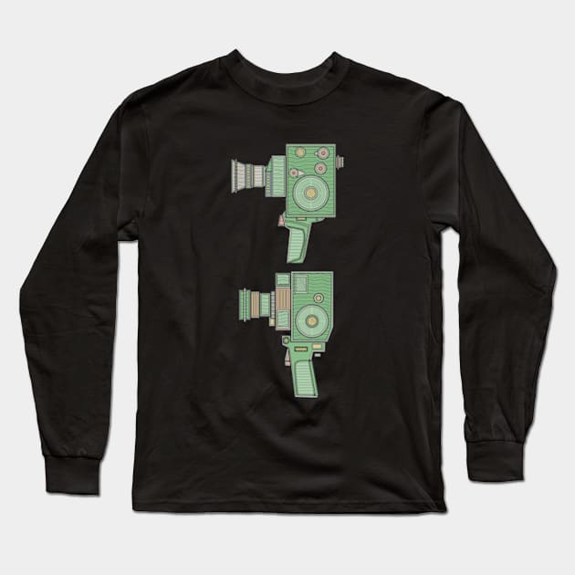 Green Vintage Video Camera Long Sleeve T-Shirt by milhad